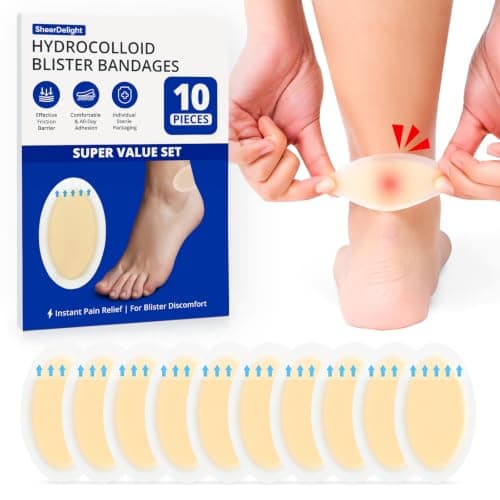 Blister Bandages for Feet, SheerDelight 10pcs Hydrocolloid Blister Bandages