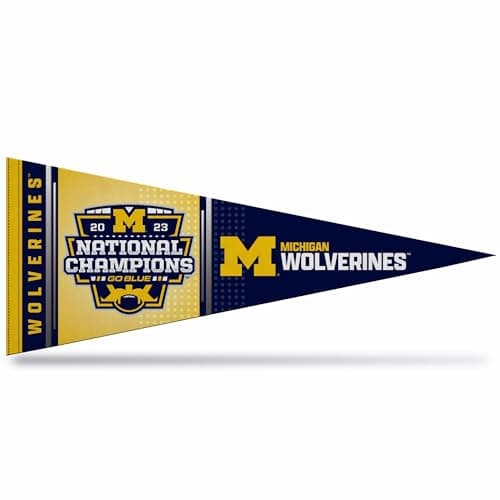 Rico Industries NCAA Michigan Wolverines 2024 CFP National Champions 12" x 30" Felt Wall Décor Pennant - Great for Home/Bed Room/Man Cave Décor