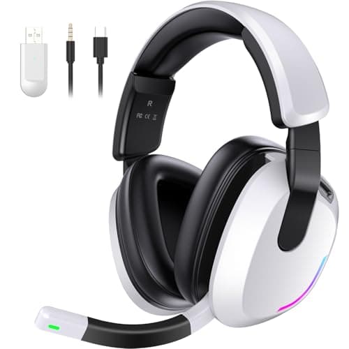 BENGOO Wireless Gaming Headset for PS5 PS4 PC Switch Mac - RGB Over-Ear Headphones with Noise Cancelling Mic, 60H Playtime, 7.1 Surround Sound, Bluetooth 5.4 & Memory Foam Ear Cushions