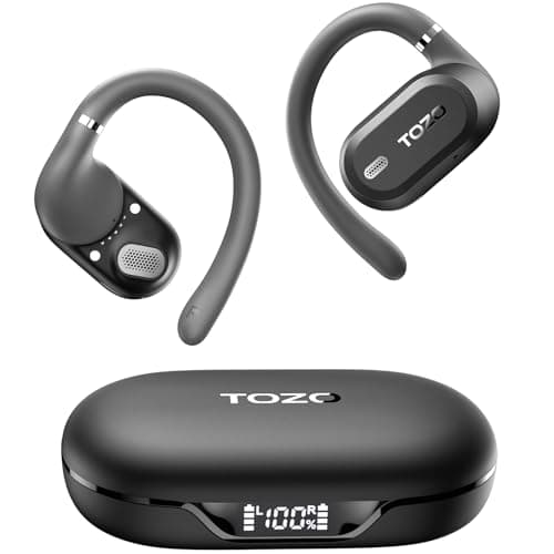 TOZO OpenWear Open Ear Earbuds, AI Translation Earbuds Real Time 145+ Languages, 60H Translator Ear Buds Audifonos Traductores Inglés Español, Bluetooth Headphones 5.4 with Smart Display for Office