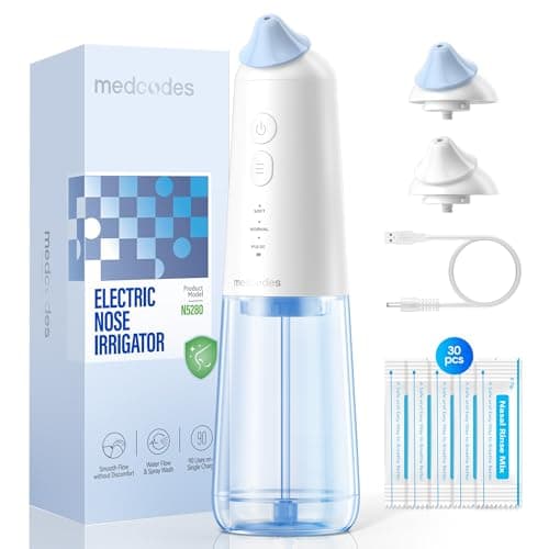 Medcodes Nasal Irrigation System, Electric Sinus Rinse Machine with 30 Salt Packets, Dual Water Tank Self-Cleaning and Automatic Waste Collection, Nasal Washer for Congestion & Sinus Care (Large B)
