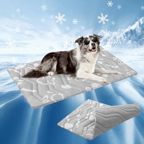 BEAUTYZOO Upgrade Dog Cooling Mat Extra Large, Reversible Self-Cooling Mat for Dogs, Thicken Pet Ice Cool Pad Blanket for Summer Kennel Sofa Bed Floor Car Seat, Machine Washable&Foldable, 48"x28"