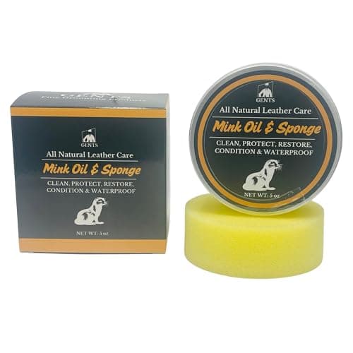 Mink Oil Leather Conditioner & Waterproof Balm - Premium Beeswax Formula for Boots, Shoes, Jackets & Bags - Restores & Protects All Leather - 5oz with Applicator Sponge