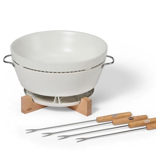 Chef’n SweetSpot Fondue Set, Adjustable Tea Light Candle-Powered Fondue Pot with Ceramic Bowl,Perfect for Chocolate and Cheese, Easy to Use, Dishwasher Safe, Ideal for Entertaining, 9.6 x 9.6 x 5 Inch