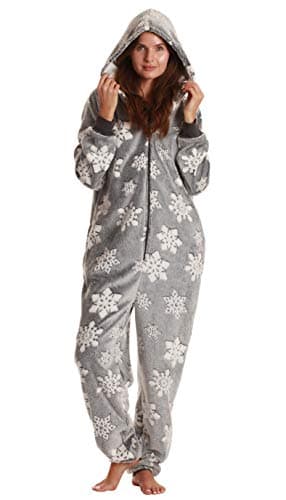 Just Love Ladies Embossed Plush Adult Onesie 6889-10540-GRY-S
