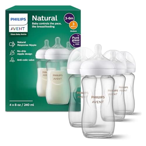 Philips Avent Natural Glass Baby Bottles, Medium Flow, 8 oz, BPA-Free