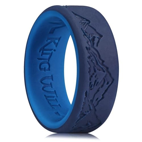 King Will Men Silicone Wedding Band 8mm Two-tone Mountain Rings Size 8