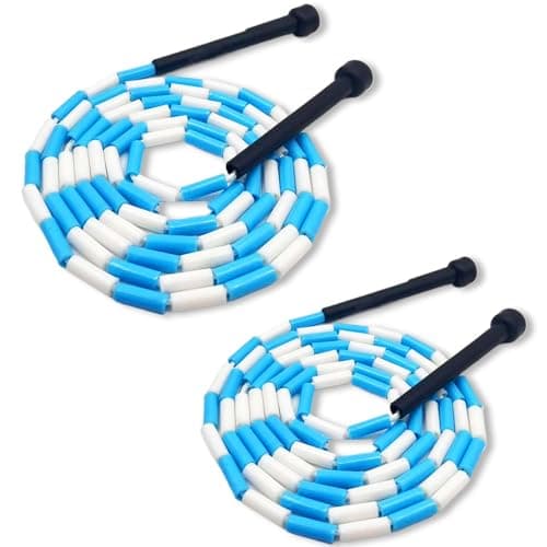GRSECPO Beaded Jump Rope Tangle-Free Adjustable for Kids Adults 2Pcs Blue