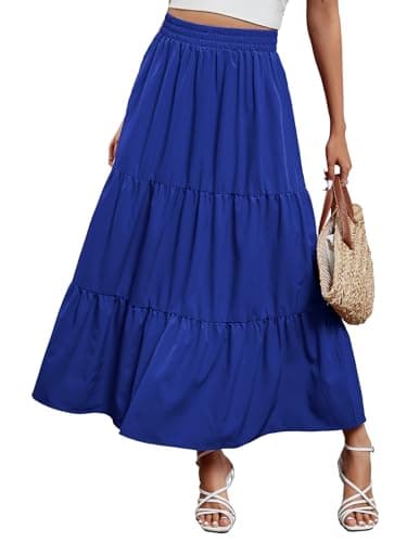 Arolina Maxi Skirts for Women Summer Boho Flowy Tiered Long Beach Skirt