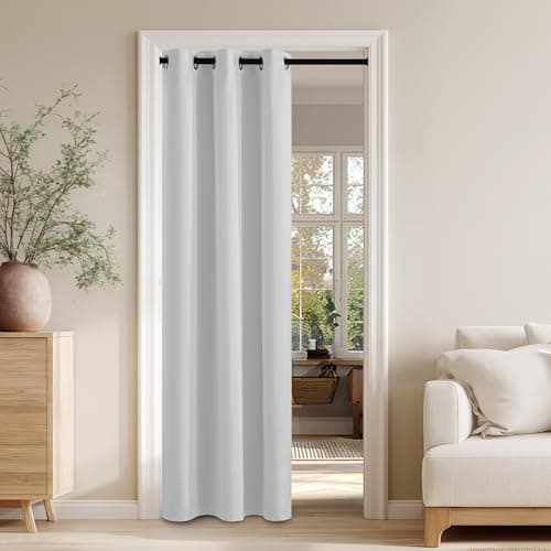 RYB HOME 100% Blackout Door Curtain for Doorway Open Closet Bedroom Kitchen