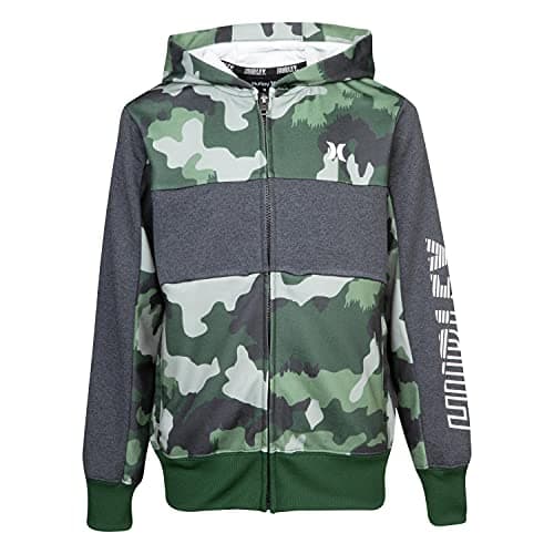 Hurley Boys' Solar Zip Up Hoodie, Green Camo, 6