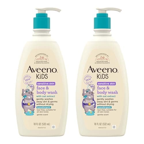 Aveeno Kids Sensitive Skin Face & Body Wash, 2 Pack, 2 x 18 fl. oz