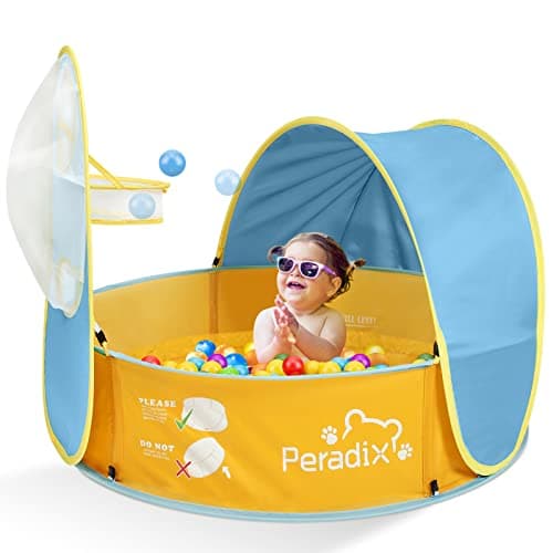 Peradix Kiddie Baby Pool with Canopy, Ball Pit Tent Paddling Pool for Kids