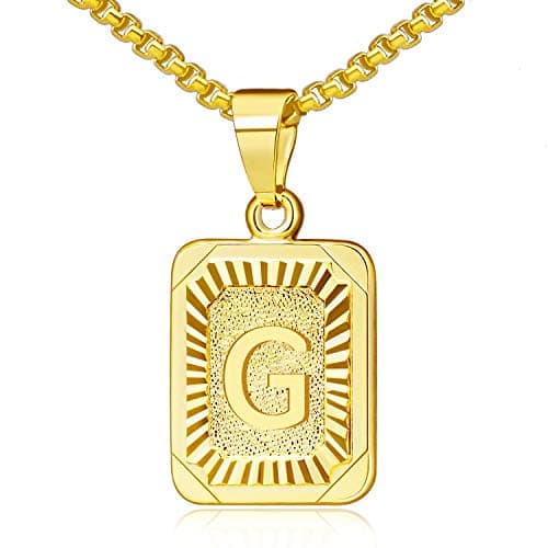 JSJOY Gold Initial Necklace for Women Gold Pendant Initial Necklaces for Men Monogram Letter G Necklace Gold Boys Necklaces