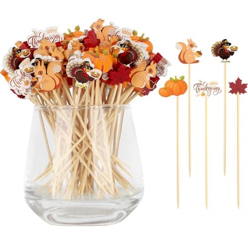 100 Fall Cocktail Picks, Thanksgiving Fancy Toothpicks for Appetizers Decor