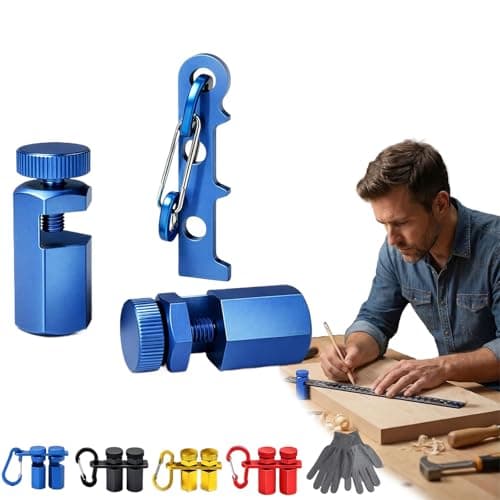 Tall Stair Gauges for Framing Square - Hexagonal Anti-Wobble Design with Holder & Hook | CNC Anodized Aluminum Framing Jig for Rafter Layout, Circular Saw Guide & Carpentry Stringers (Blue)