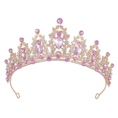 Kamirola Pink Birthday Tiaras and Crowns for Women Wedding Prom Party