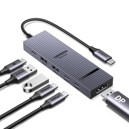 UGREEN Revodok Pro 6 in 1 USB-C Hub to DisplayPort 4K 60Hz, 100W Power Delivery 10Gbps USB-A and USB-C 3.2 for MacBook Neo/Pro/Air, iPad Pro, Thinkpad, Rog Ally and More.