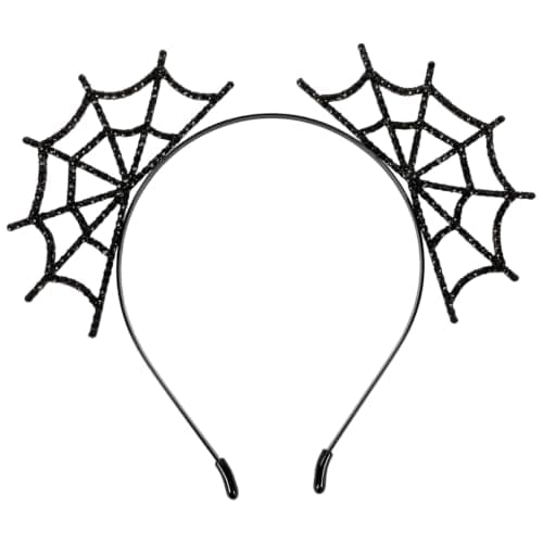 PARTY TELLER Spider Web Headband for Adults, Black Metal Hair Accessory