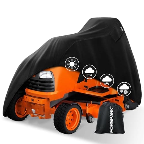 FORSPARK Riding Lawn Mower Cover – Waterproof & UV-Resistant High-Density Oxford Fabric, Fits Decks Up to 47", Windproof & Tear-Resistant Outdoor Protection with Storage Bag