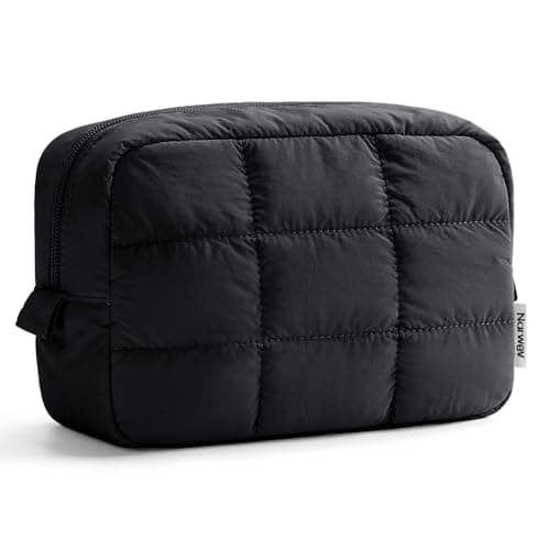 Narwey Puffy Makeup Bag Travel Toiletry Bag, Quilted Cosmetic Bag for Women