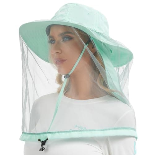 BASSDASH UPF 50+ Mosquito Sun Hat with Hidden Head Net and Neck Flap for Men Women Outdoor Fishing Hiking Camping