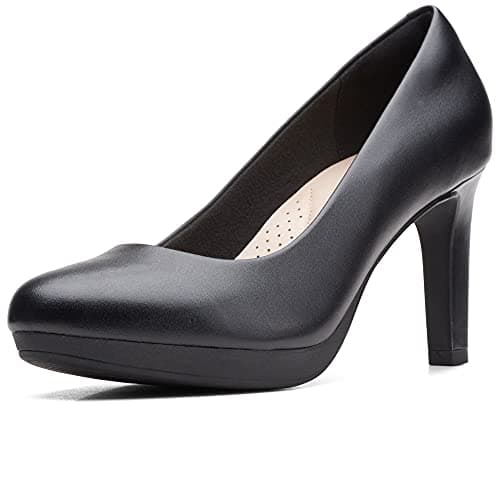 Clarks womens Ambyr Joy Pump, Black Leather, 9.5 US