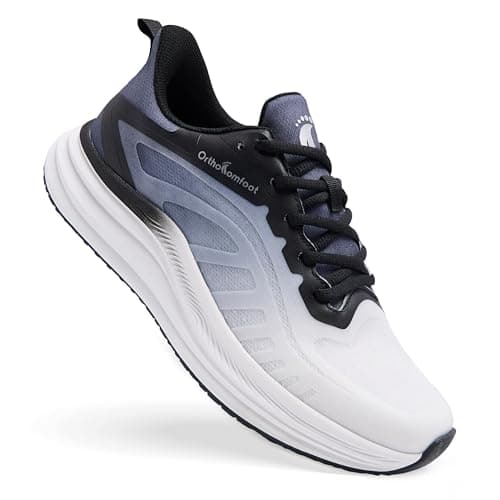 Men's Orthopedic Tennis Shoes: Comfort Arch Support Neuropathy Heel Spur Arthritis Plantar Fasciitis Knee Pain Relief Walking Shoes, Breathable Slip On Cycling Hiking Trail Sneakers Black Size 14