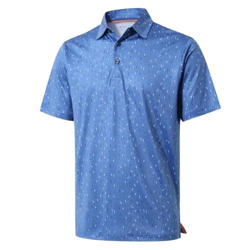 Golf Shirts for Men Dry Fit Short Sleeve Print Performance Moisture Wicking Polo Shirt