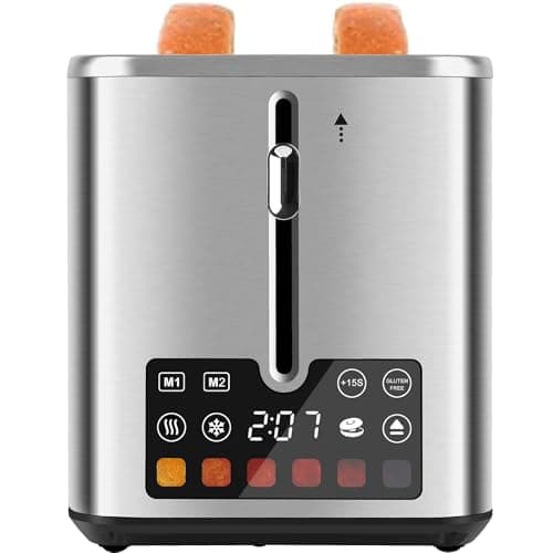 Touch Screen Toaster 2 Slice, Bagel Toaster with LCD Display, Stainless Steel Smart Digital Toasters with +15s Boost,Dual Memory Functions,Toasters with 6 Shade Settings & Extra-Wide Slots,900W