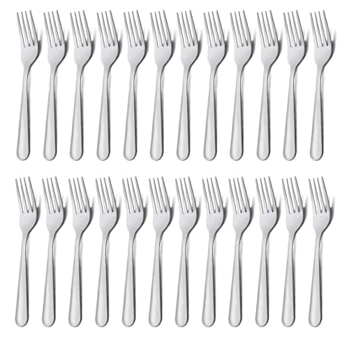 Unokit 24-Piece Stainless Steel Dinner Forks Silverware - 7.1 Inch Silver Dinner Forks Set of 24, Flatware Set for Home, Kitchen or Restaurant, Mirror Polished, Dishwasher Safe
