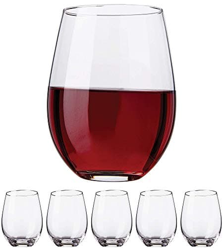 Kitchen Lux Stemless Wine Glasses Set of 6, 18oz Wine Glass – Stemless Wine Glass & Cocktail Tumbler Set – Premium Glass Drinking Cups in Bulk– Deluxe Gift Pack Short Wine Glasses, Dishwasher Safe