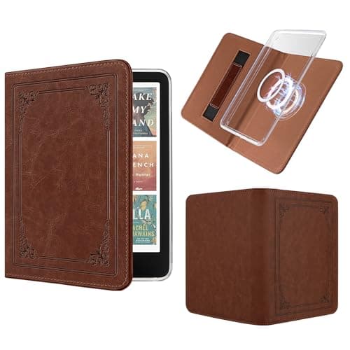 Vane Oak Magnetic Detachable Book Cover Case for 7" Kindle Paperwhite 12th Gen 2024 and Kindle Colorsoft Signature Edition, Slim PU Shell Case with Auto Wake/Sleep & Hand Strap (Vintage Brown)