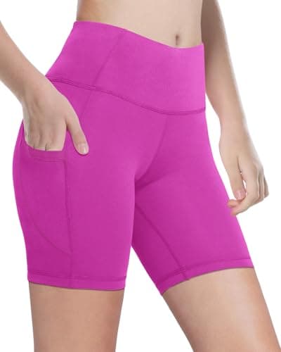 MIVEI Youth Girls 4"/ 5" Volleyball Spandex Shorts - Kid Biker Cheer Dance Yoga Athletic Workout Gymnastics Compression Short Pink