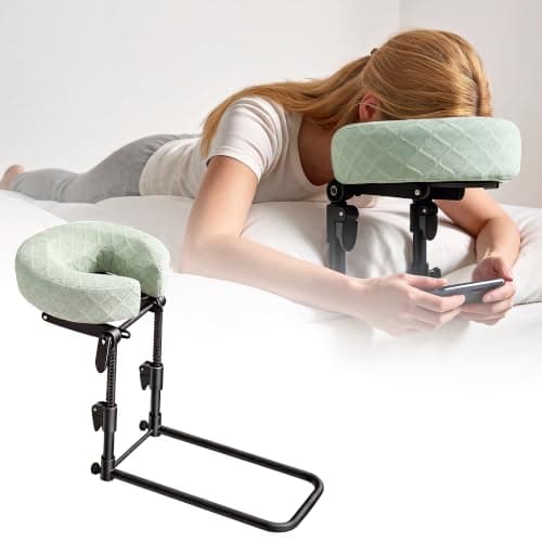 Massage Headrest for Bed, Easy-Install Adjustable Household Massage Face Cradle, Portable Mattress Support Kit, Face Down Pillow for Massage Bed, Home Spa & Recovery, Green