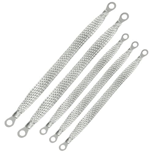 PAIYUE 5PCS Ground Strap,Car Accessories 10" x 1/2" 13" x 1/2" Battery Ground Cable,Automotive Replacement Flat Braided Copper Grounding Straps with Terminal Plugs,Suitable for Most Vehicles