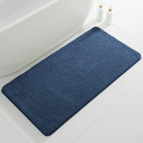 Kildoss Polyester Bathroom Rug 24"x48" Navy Blue, Non-Slip Soft Bath Mat