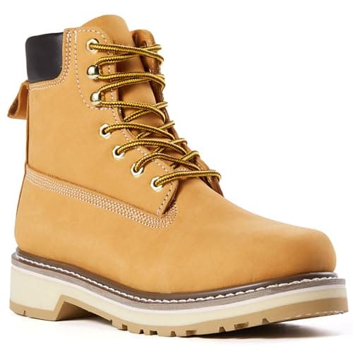 Defencas Men’s SureTrack 6'' Work Boots Soft Toe, ASTM F2892-18 EH Certified, Nubuck Leather Upper, Slip Resistant Oil-Resistant Rubber Outsole, Cushioned PU Insole, Yellow 84101-EE-13