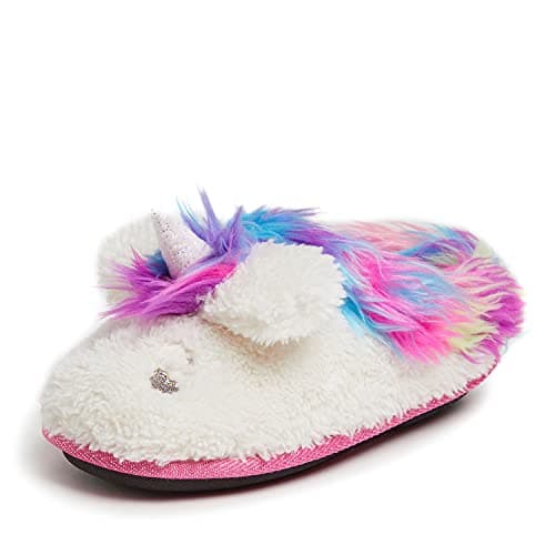 Dearfoams Easter Basket Stuffers Gifts for Kids Washable Animal Critter Slippers, Multi Unicorn, 11-12 Toddler