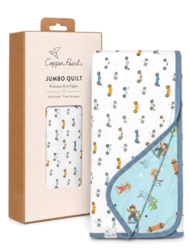 Copper Pearl Jumbo Three-Layer Baby Blanket: Soft Baby Quilts for Boys and Girls | Breathable, Cozy, Toddler Blanket | Baby Quilt for Newborns | 60x72 Premium Material | Speedster
