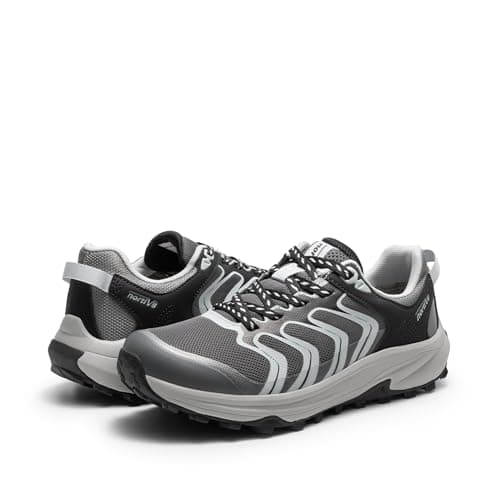 NORTIV 8 Women's Hiking Shoes Lightweight Walking Sneakers with Arch Support Outdoor Work Camping Tennis Workout Cross Training Echo,Size 8,Grey,NWUMHI2501