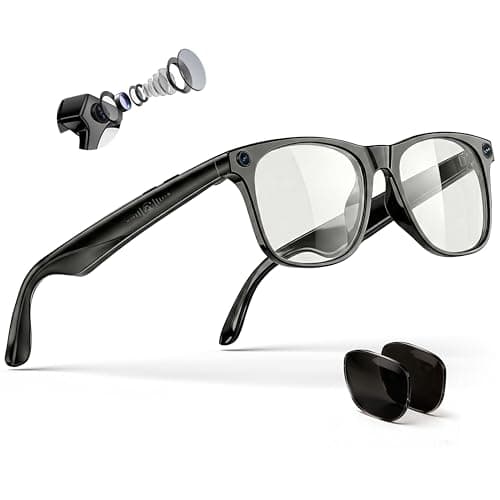 EarlySincere 4K Camera Smart Glasses with ChatGPT AI, Blue Light Blocking Lenses + Extra Sunglasses, Live Translation & Bluetooth Audio, Hands-Free POV Video Recording Eyewear