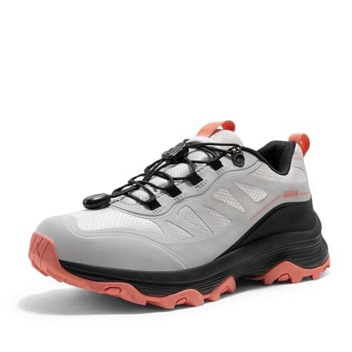 NORTIV 8 Women's Waterproof Hiking Shoes Quick Laces Outdoors Walking Trekking Camping Tennis Sneakers Canyon,Size 10,Grey Pink,SNHS241W