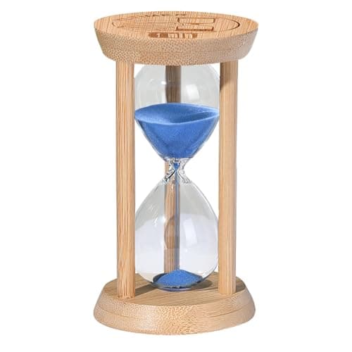 Wooden Sand Timers 1 Minute,Bamboo Mini Blue Sand Hourglass for Productivity, Meditation & Decor, 1 Min Small Reloj De Arena for Kitchen, Office, Game, Classroom