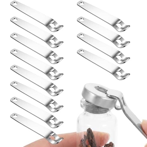 Sibba 12 Pack Mini Bottle Opener Set, Stainless Steel Keychain Pill Bottle