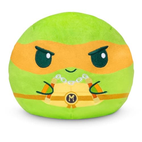 TeeTurtle Reversible Teenage Mutant Ninja Turtles Michelangelo 6-Inch Two-Sided Flip Plush Toy with Embroidered Details - Cute Mini Collectible Plush for Kids, Teens, and Adults