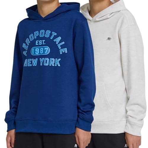 AEROPOSTALE Boys Hoodie 2-Pack, Premium Fleece Pullover Sweatshirts, 4-20