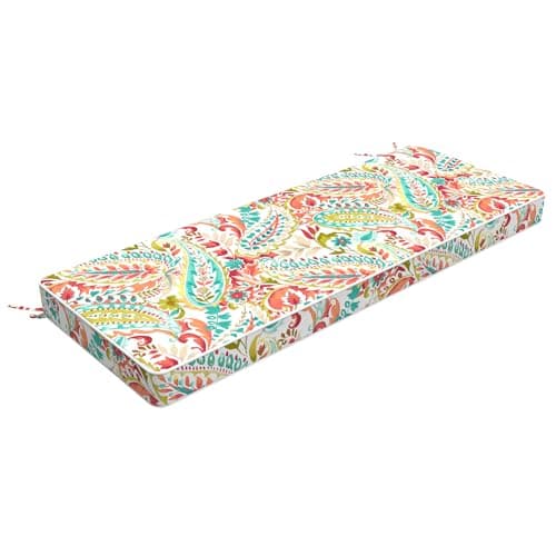 LVTXIII Bench Cushion with Ties, 48x18 Inch Water-Repellent Patio Furniture Cushion, 3" Thick Foam Pad for Outdoor Indoor Window Seat, Porch Swing, Loveseat, Pretty Paisley