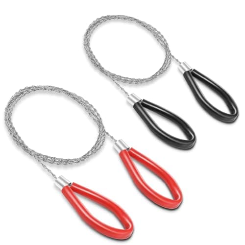 2pcs Cable Wire Saw for PVC, Stainless Steel Pocket Chainsaw Rope Backpack Gear, 31.3" Rope Saw for PE and ABS Plastic Pipes, Emergency Survival Outdoor Camping Hiking Hunting Kits