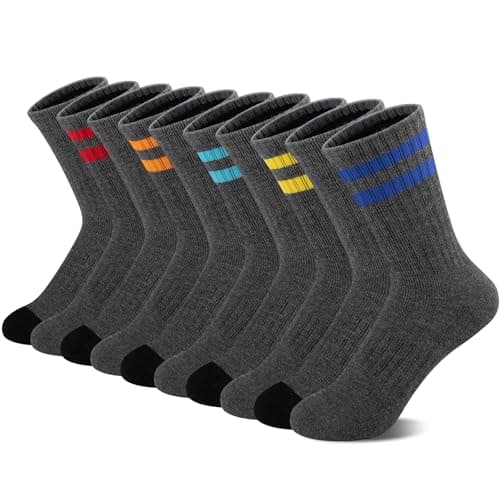 Comfoex 10 Pairs Boys Crew Socks Sports Athletic Long Calf Socks For Kids 4-10 Years Old With Cushioned Sole